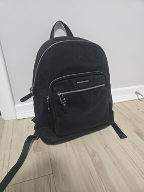 Michael Kors Black Nylon Backpack with Front Zip Pocket